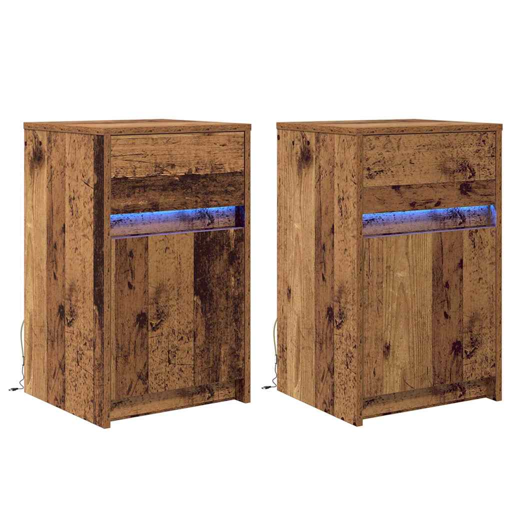 LED Κρεβατάκι Ντουλάπα 2 pcs Παλαιό ξύλο 38 x 34 x 61 εκ. - Pakobazaar