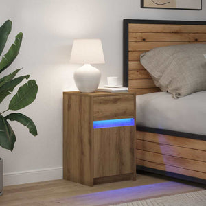 LED Κρεβατάκι Ντουλάπα με συρτάρι artisan δρυς 38 x 34 x 61 εκ. - Pakobazaar