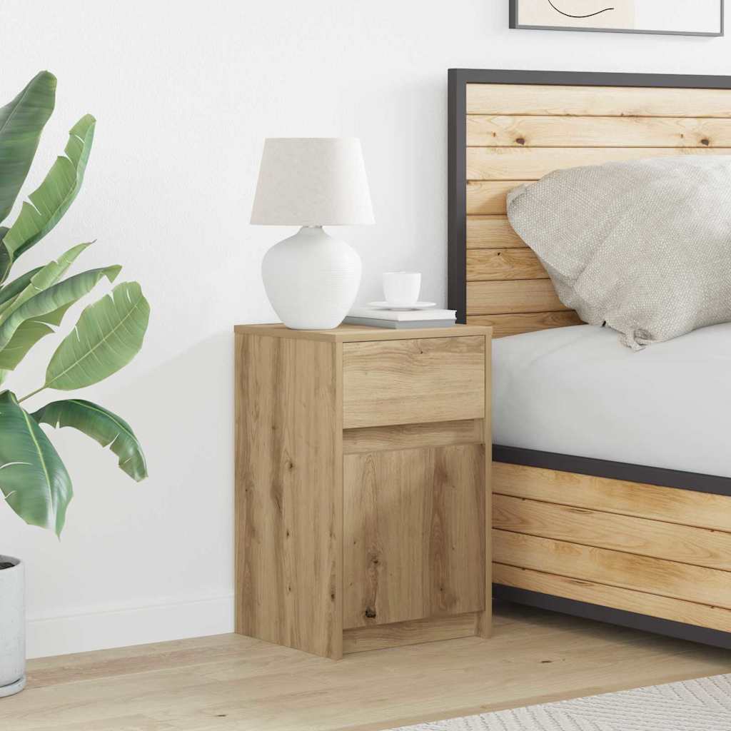 LED Κρεβατάκι Ντουλάπα με συρτάρι artisan δρυς 38 x 34 x 61 εκ. - Pakobazaar