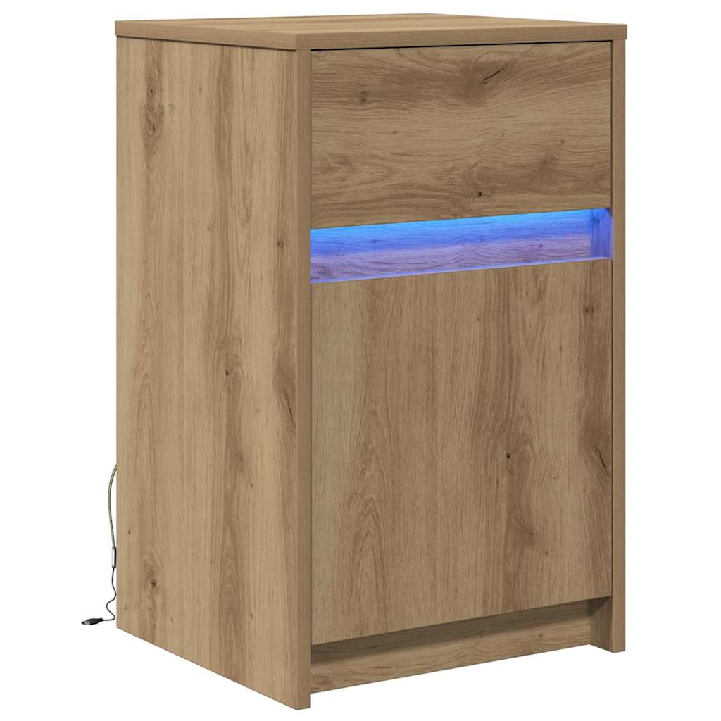 LED Κρεβατάκι Ντουλάπα με συρτάρι artisan δρυς 38 x 34 x 61 εκ. - Pakobazaar