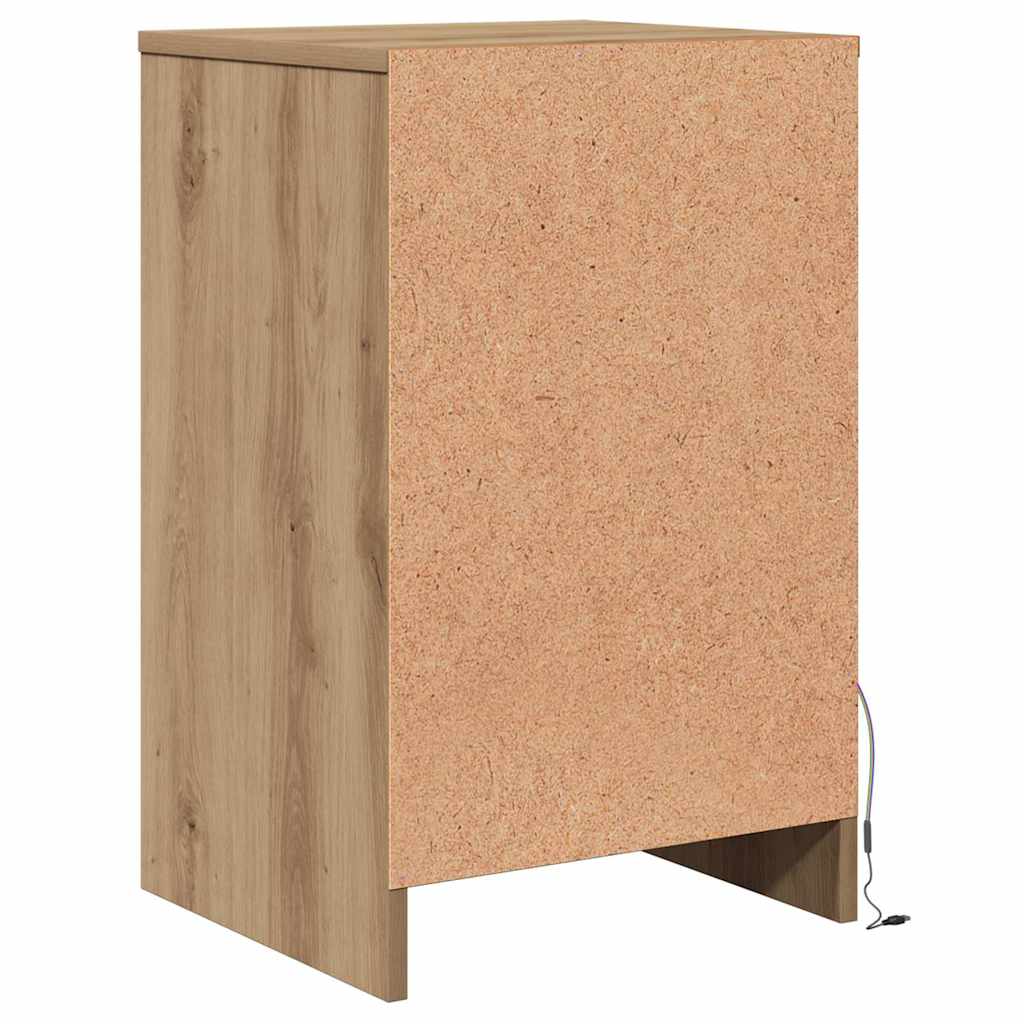 LED Κρεβατάκι Ντουλάπα με συρτάρι artisan δρυς 38 x 34 x 61 εκ. - Pakobazaar