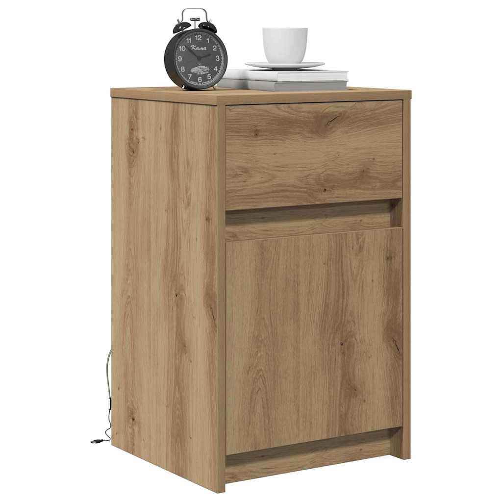 LED Κρεβατάκι Ντουλάπα με συρτάρι artisan δρυς 38 x 34 x 61 εκ. - Pakobazaar