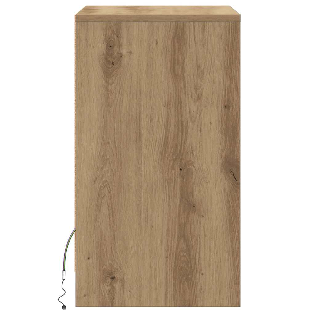 LED Κρεβατάκι Ντουλάπα με συρτάρι artisan δρυς 38 x 34 x 61 εκ. - Pakobazaar