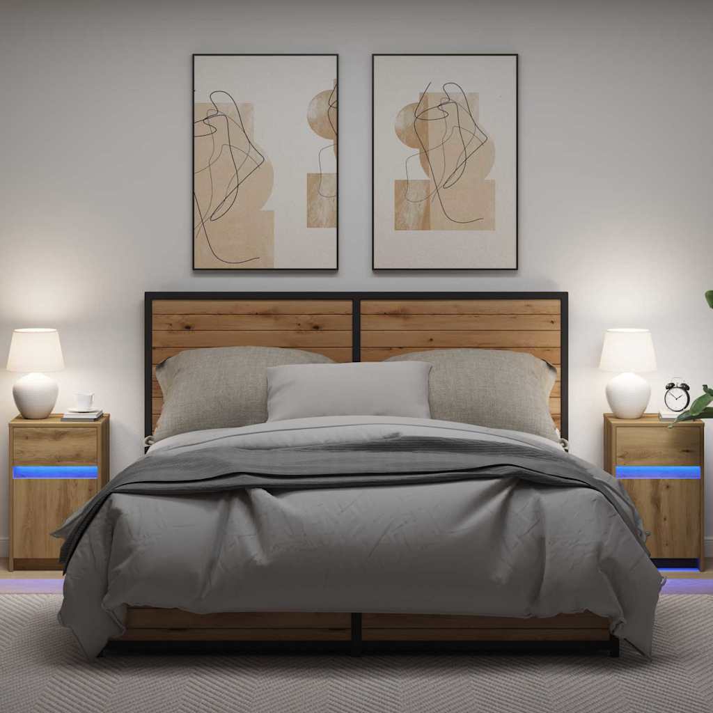 LED Κρεβατάκι Ντουλάπα 2 τμχ. artisan δρυς 38 x 34 x 61 εκ. - Pakobazaar
