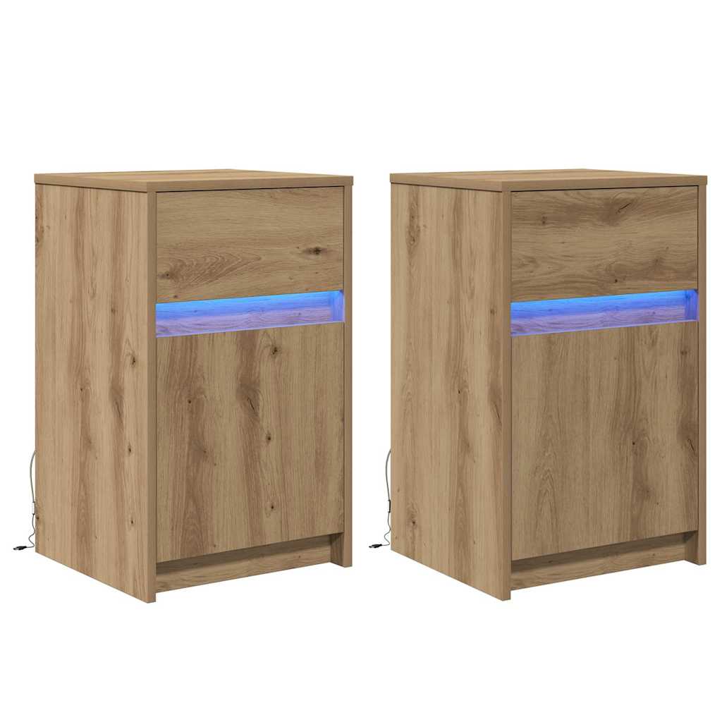 LED Κρεβατάκι Ντουλάπα 2 τμχ. artisan δρυς 38 x 34 x 61 εκ. - Pakobazaar