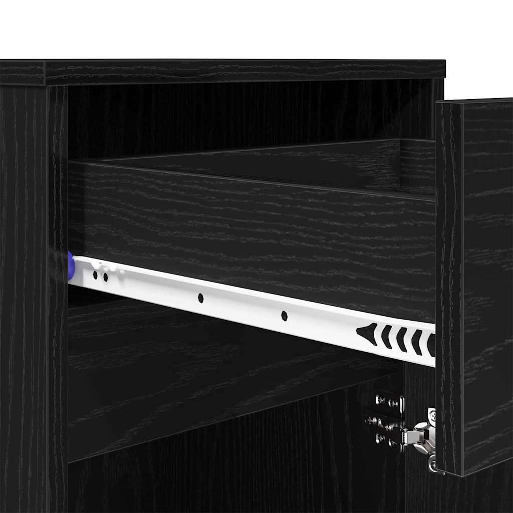 LED Κρεβατάκι Ντουλάπα 2 pcs Μαύρη δρυς 38 x 34 x 61 εκ. - Pakobazaar