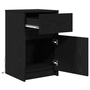 LED Κρεβατάκι Ντουλάπα 2 pcs Μαύρη δρυς 38 x 34 x 61 εκ. - Pakobazaar