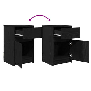 LED Κρεβατάκι Ντουλάπα 2 pcs Μαύρη δρυς 38 x 34 x 61 εκ. - Pakobazaar