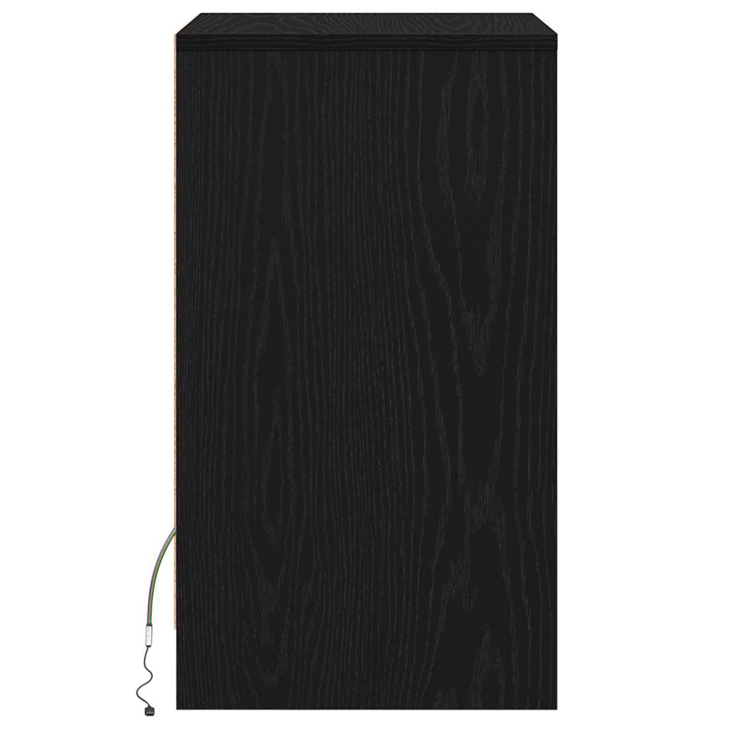 LED Κρεβατάκι Ντουλάπα 2 pcs Μαύρη δρυς 38 x 34 x 61 εκ. - Pakobazaar