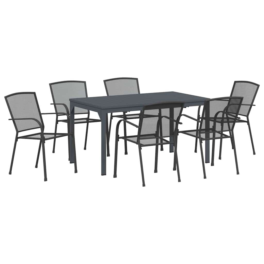 Σέτ φαγητού για κήπο 7 pcs Ανθρακί Ατσάλι με Πούδρα - Pakobazaar