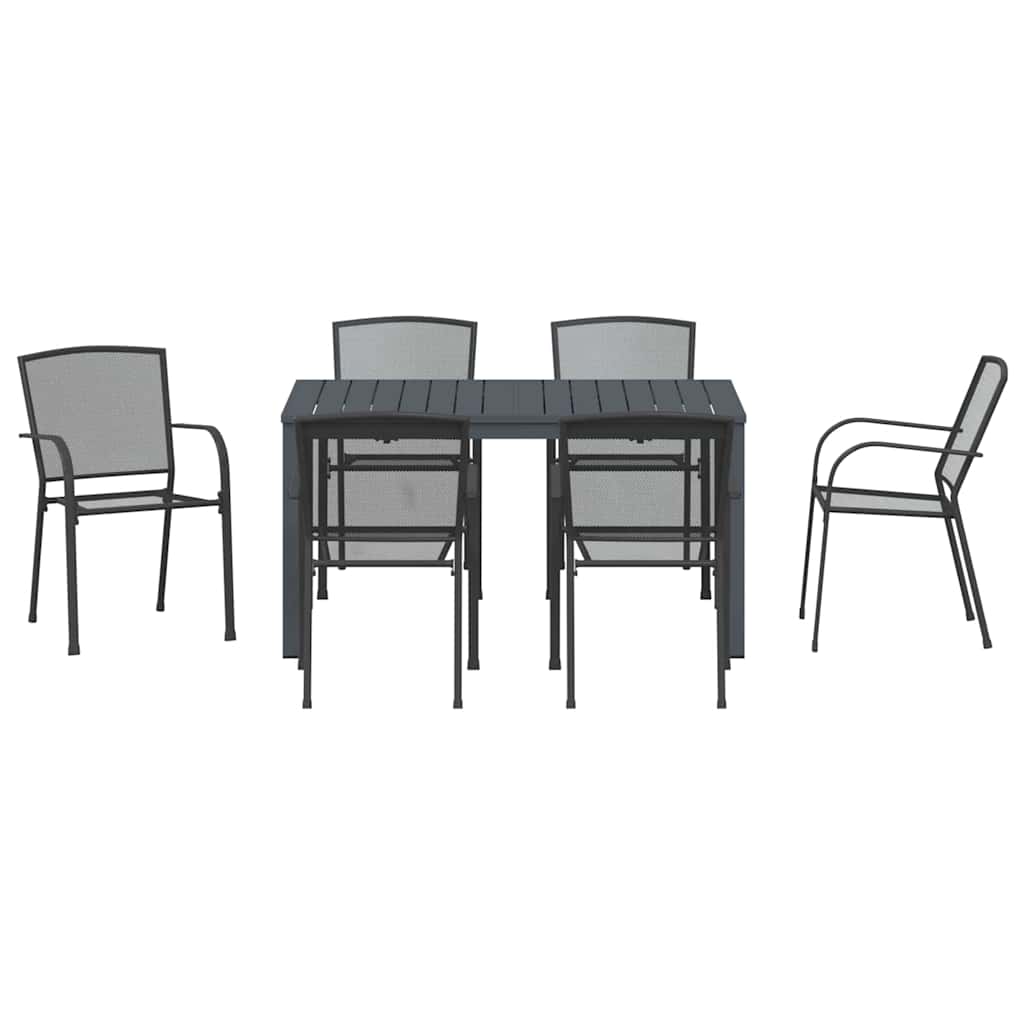 Σέτ φαγητού για κήπο 7 pcs Ανθρακί Ατσάλι με Πούδρα - Pakobazaar