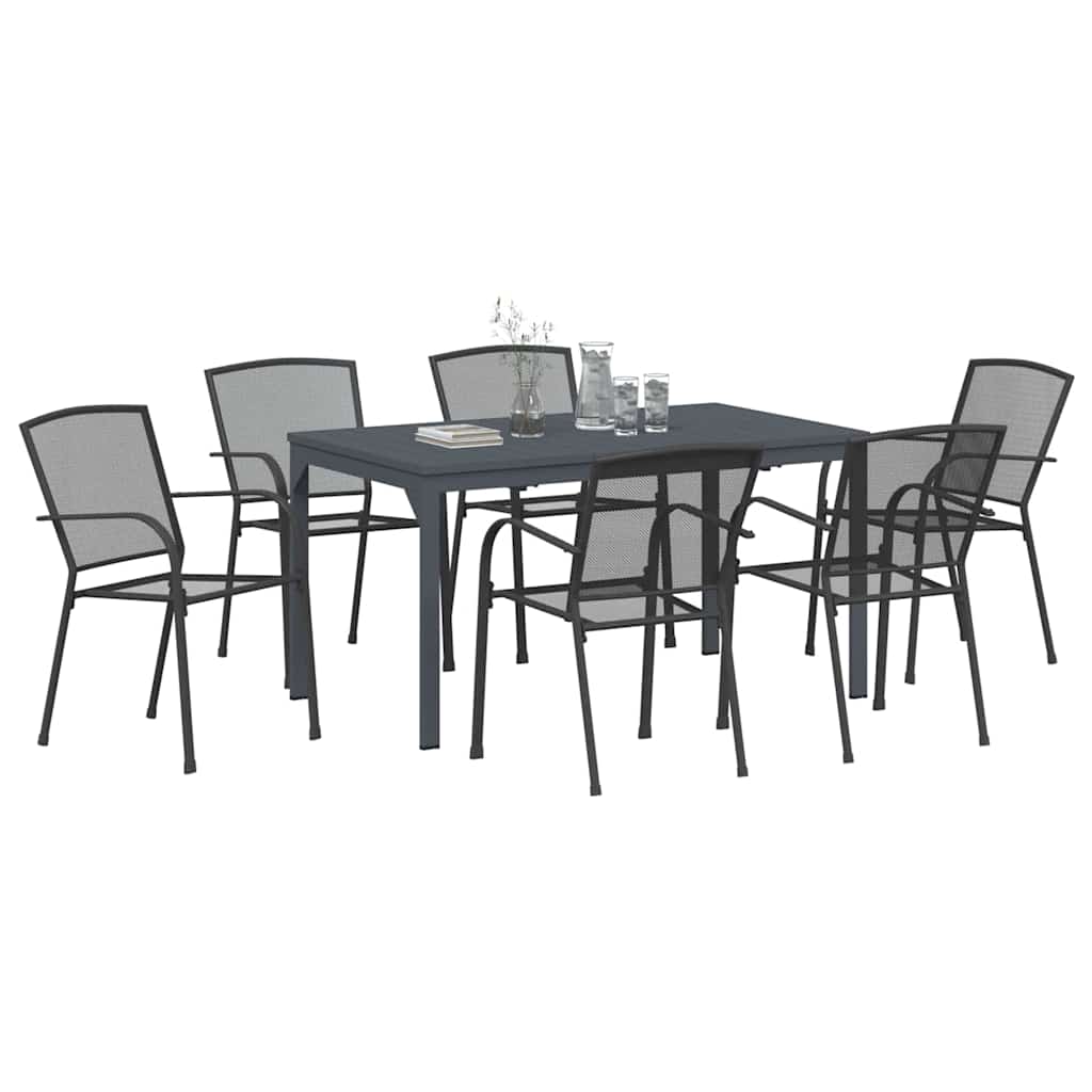 Σέτ φαγητού για κήπο 7 pcs Ανθρακί Ατσάλι με Πούδρα - Pakobazaar