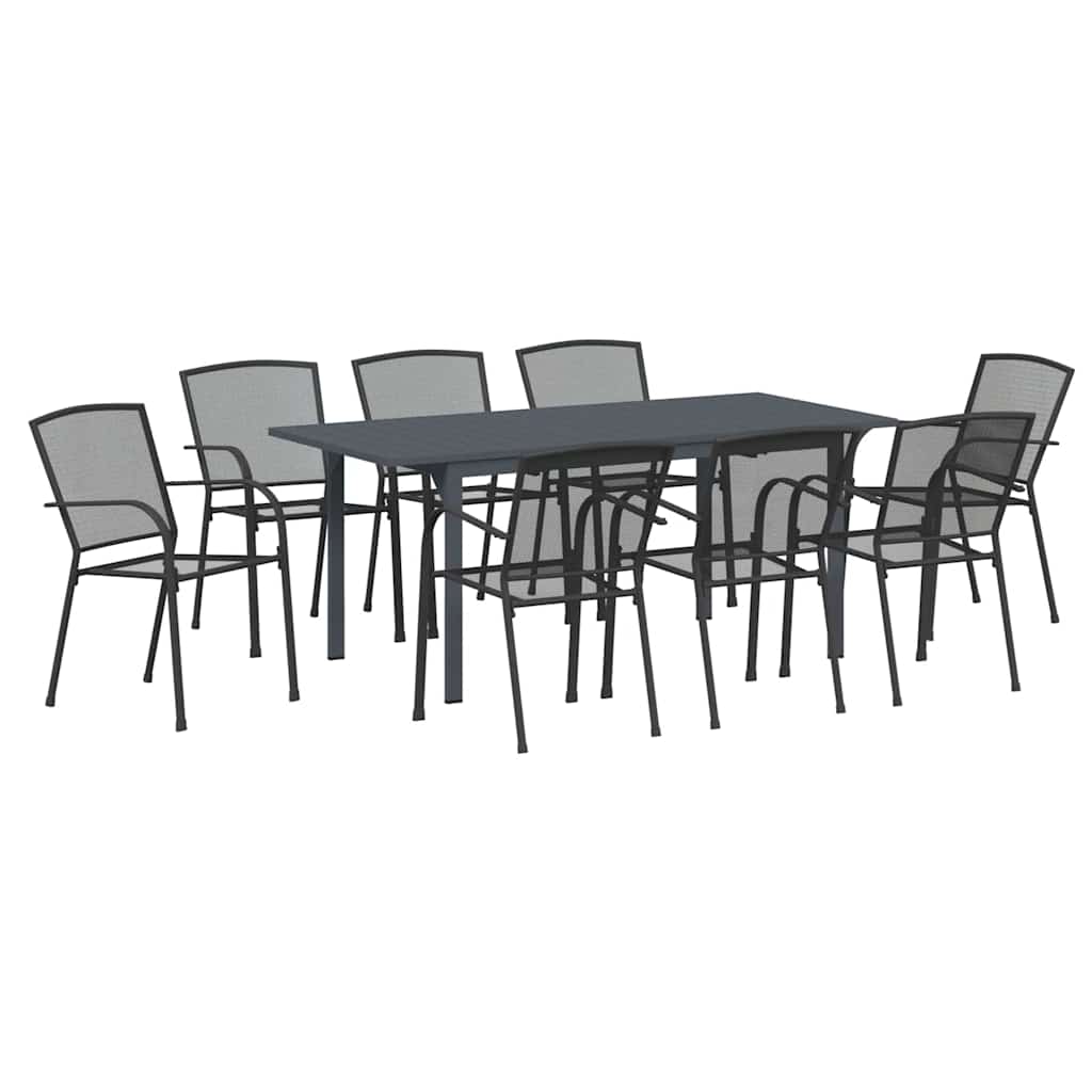 Σέτ φαγητού για κήπο 9 pcs Ανθρακί Ατσάλι με Πούδρα - Pakobazaar