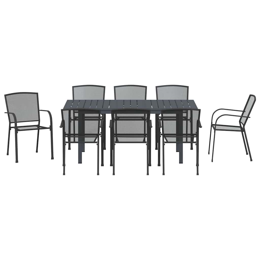 Σέτ φαγητού για κήπο 9 pcs Ανθρακί Ατσάλι με Πούδρα - Pakobazaar