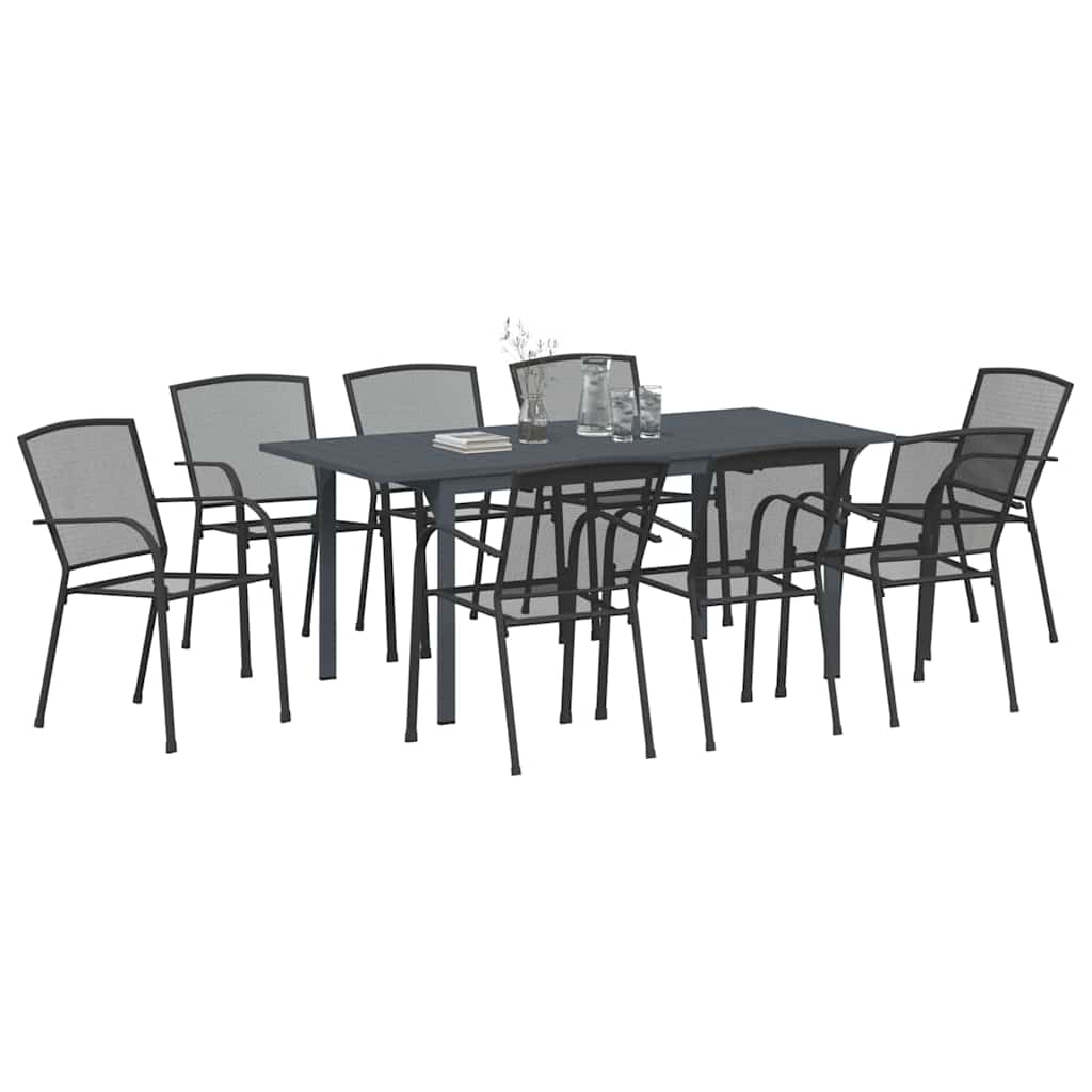 Σέτ φαγητού για κήπο 9 pcs Ανθρακί Ατσάλι με Πούδρα - Pakobazaar