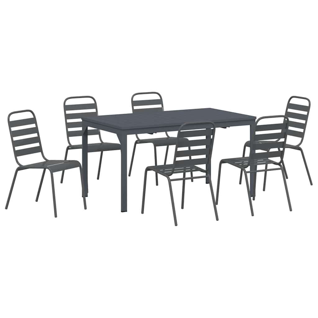Σέτ φαγητού για κήπο 7 pcs Ανθρακί Ατσάλι με Πούδρα - Pakobazaar