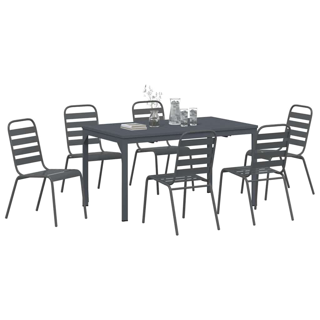 Σέτ φαγητού για κήπο 7 pcs Ανθρακί Ατσάλι με Πούδρα - Pakobazaar