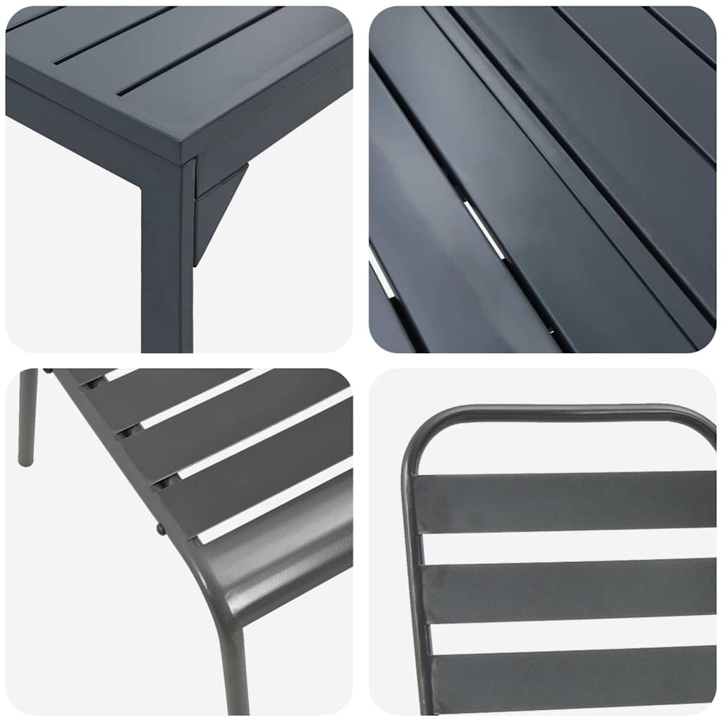 Σέτ φαγητού για κήπο 9 pcs Ανθρακί Ατσάλι με Πούδρα