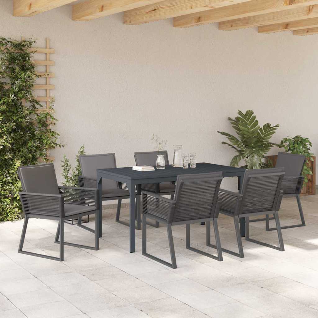Σέτ φαγητού για κήπο 7 pcs Ανθρακί συνθετικό ρατάν