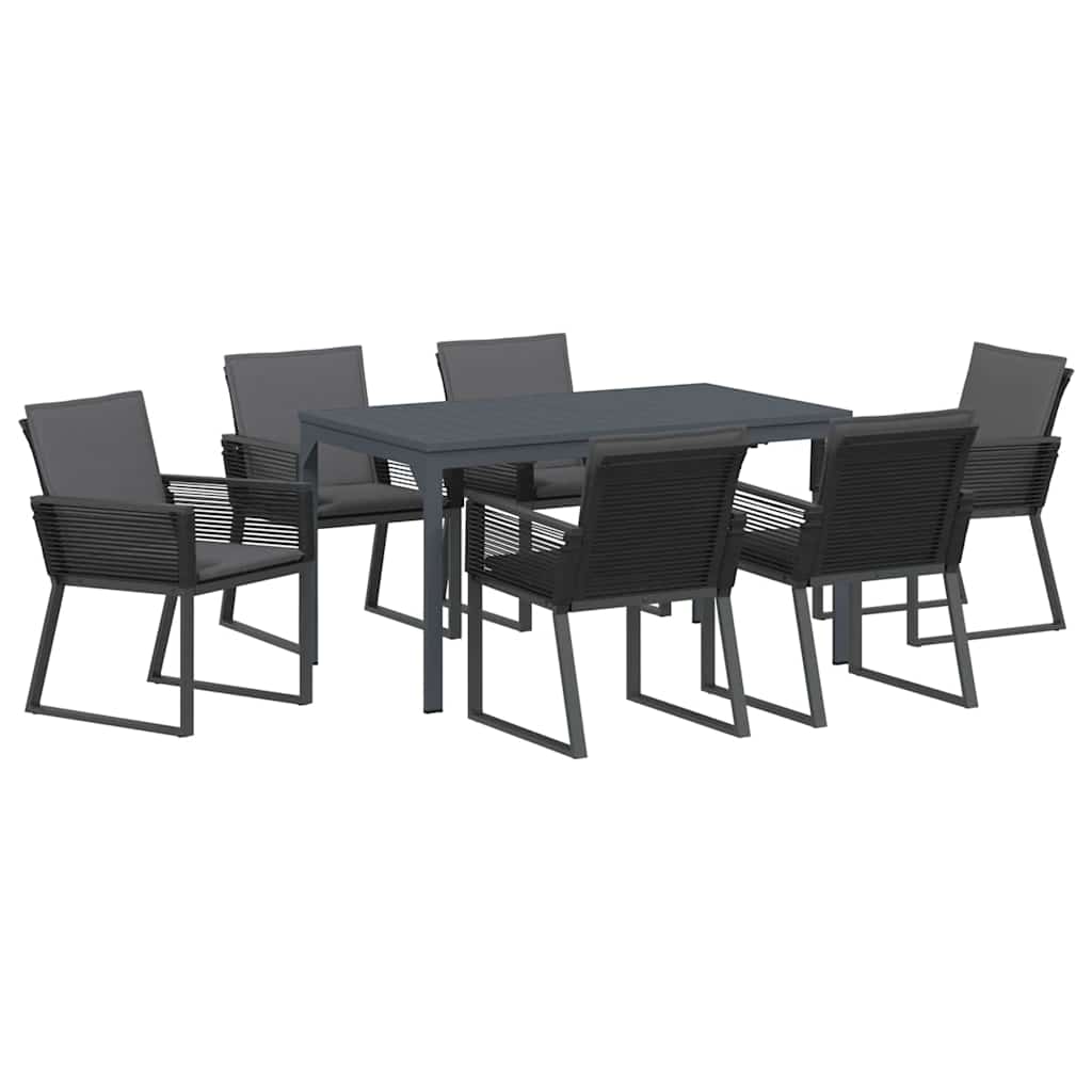 Σέτ φαγητού για κήπο 7 pcs Ανθρακί συνθετικό ρατάν