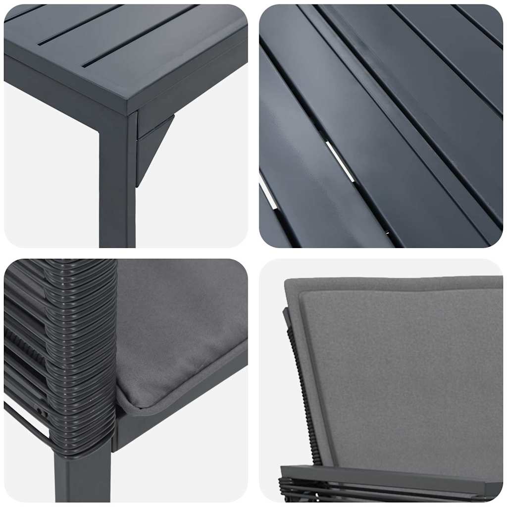 Σέτ φαγητού για κήπο 9 pcs Ανθρακί συνθετικό ρατάν