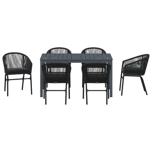 Σέτ φαγητού για κήπο 7 pcs Μαύρο συνθετικό ρατάν - Pakobazaar