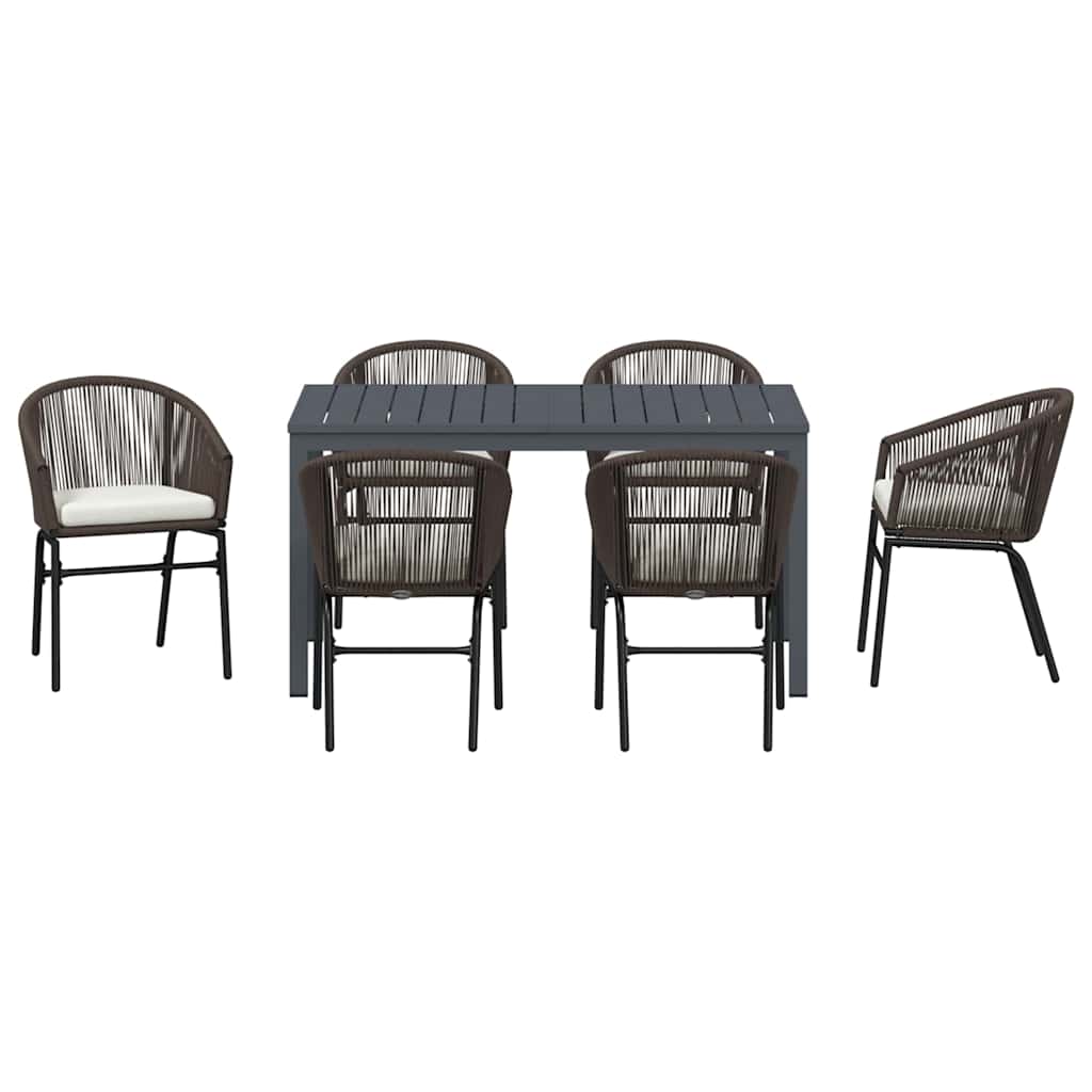 Σέτ φαγητού για κήπο 7 pcs Καφέ συνθετικό ρατάν - Pakobazaar