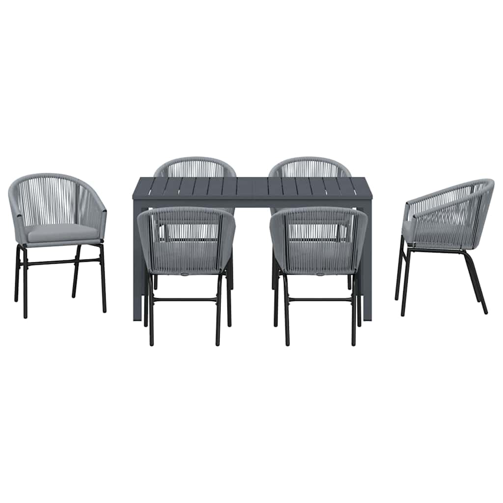 Σέτ φαγητού για κήπο 7 pcs Γκρι συνθετικό ρατάν