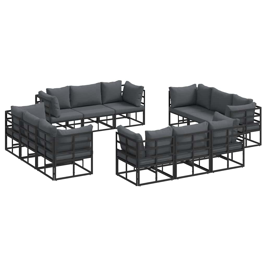 Σετ Καναπέ Κήπου 12 pcs Μαύρο Μέταλλο