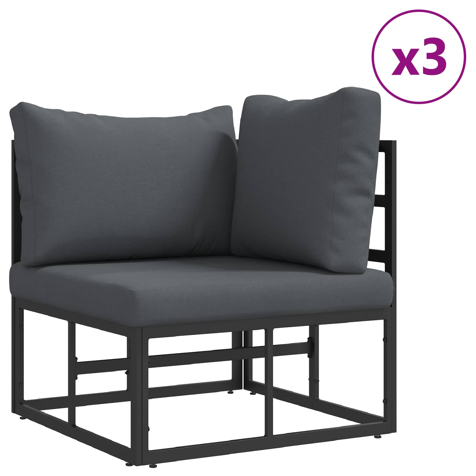 Σετ Καναπέ Κήπου με μαξιλάρι 8 pcs Μαύρο Αλουμίνιο