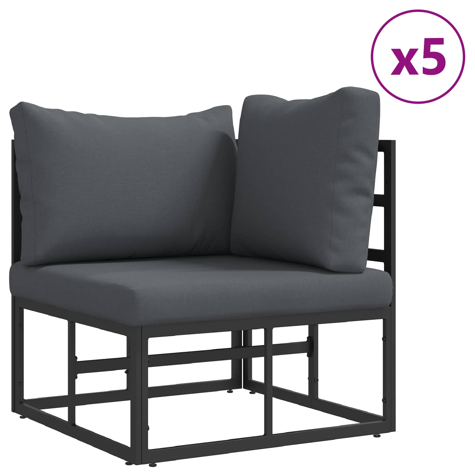 Σετ Καναπέ Κήπου με μαξιλάρι 8 pcs Μαύρο Αλουμίνιο
