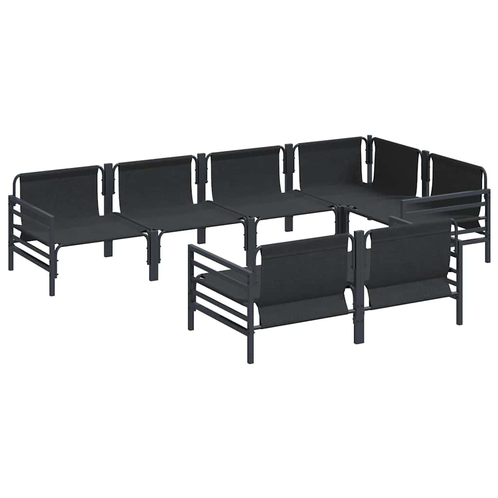Σετ Καναπέ Κήπου με μαξιλάρι 7 pcs Μαύρο Ατσάλι