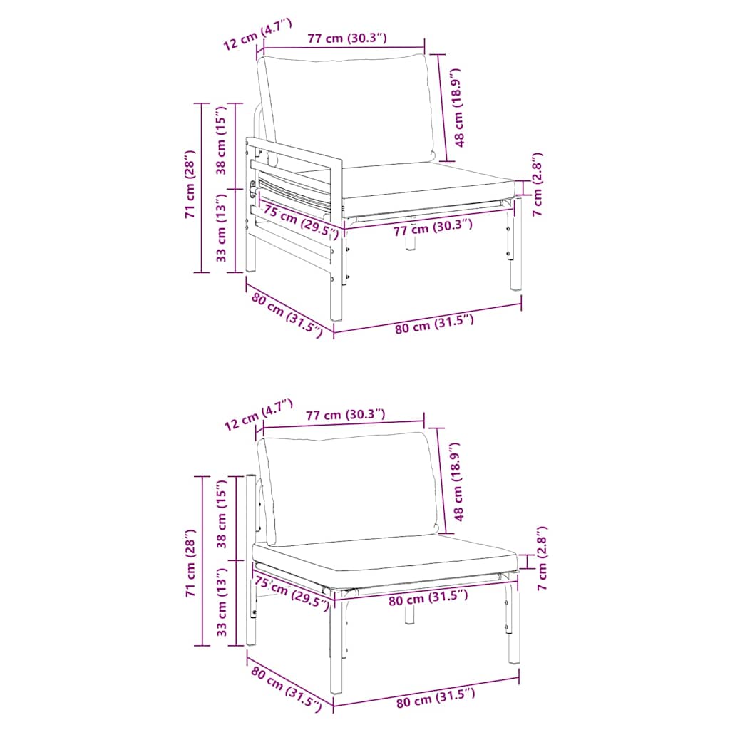 Σετ Καναπέ Κήπου με μαξιλάρι 8 pcs Μαύρο Ατσάλι