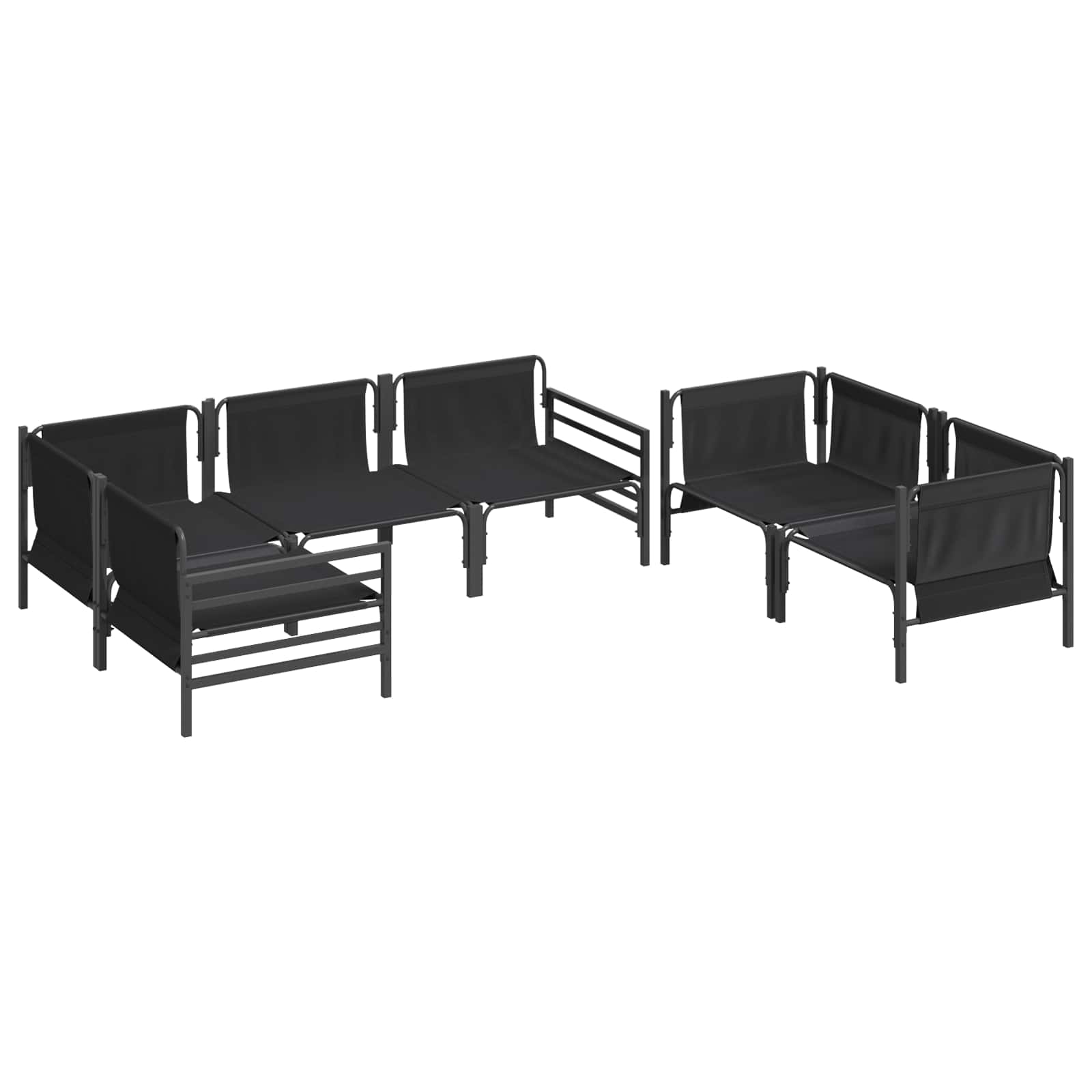 Σετ Καναπέ Κήπου με μαξιλάρι 6 pcs Μαύρο Ατσάλι