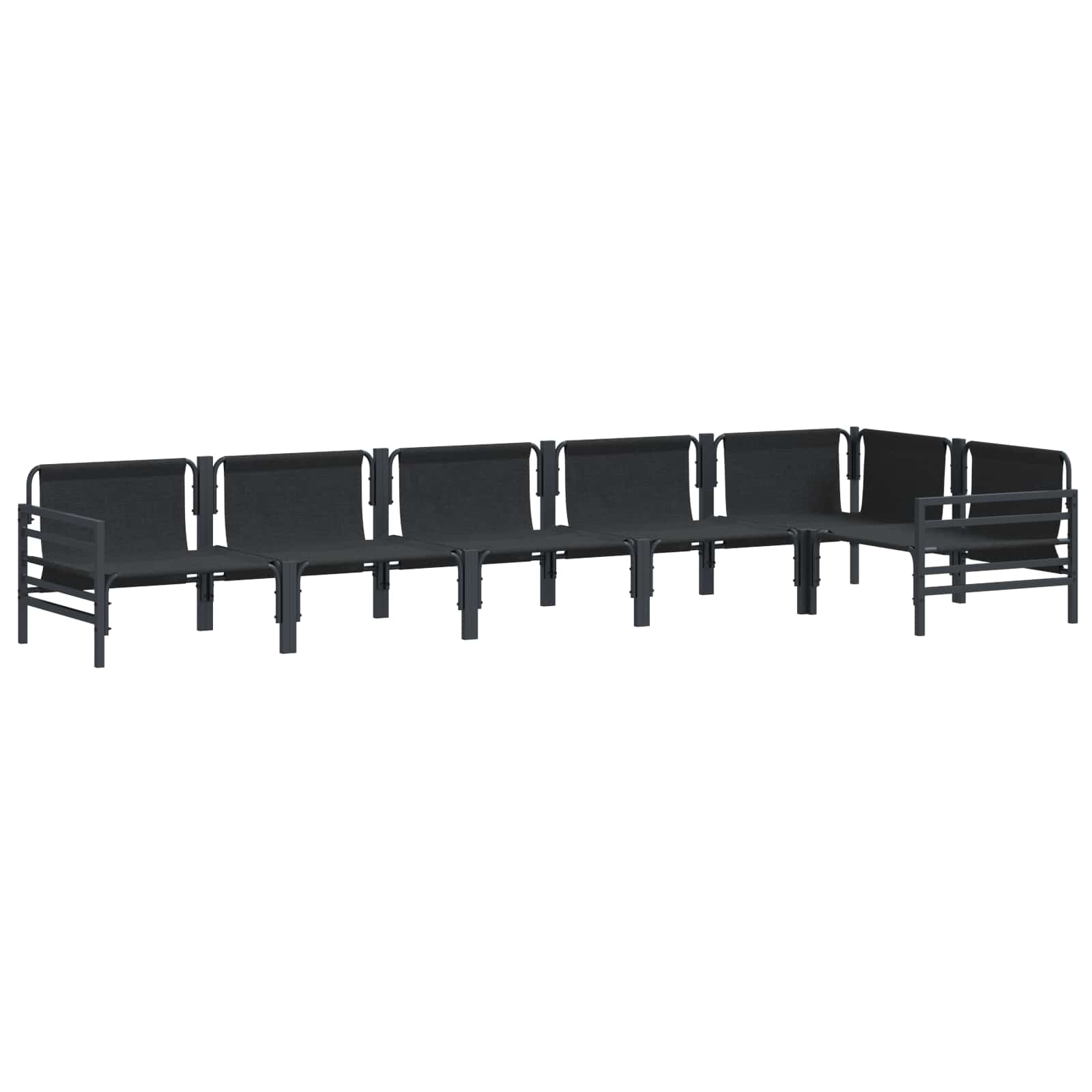 Σετ Καναπέ Κήπου με μαξιλάρι 6 pcs Μαύρο Ατσάλι