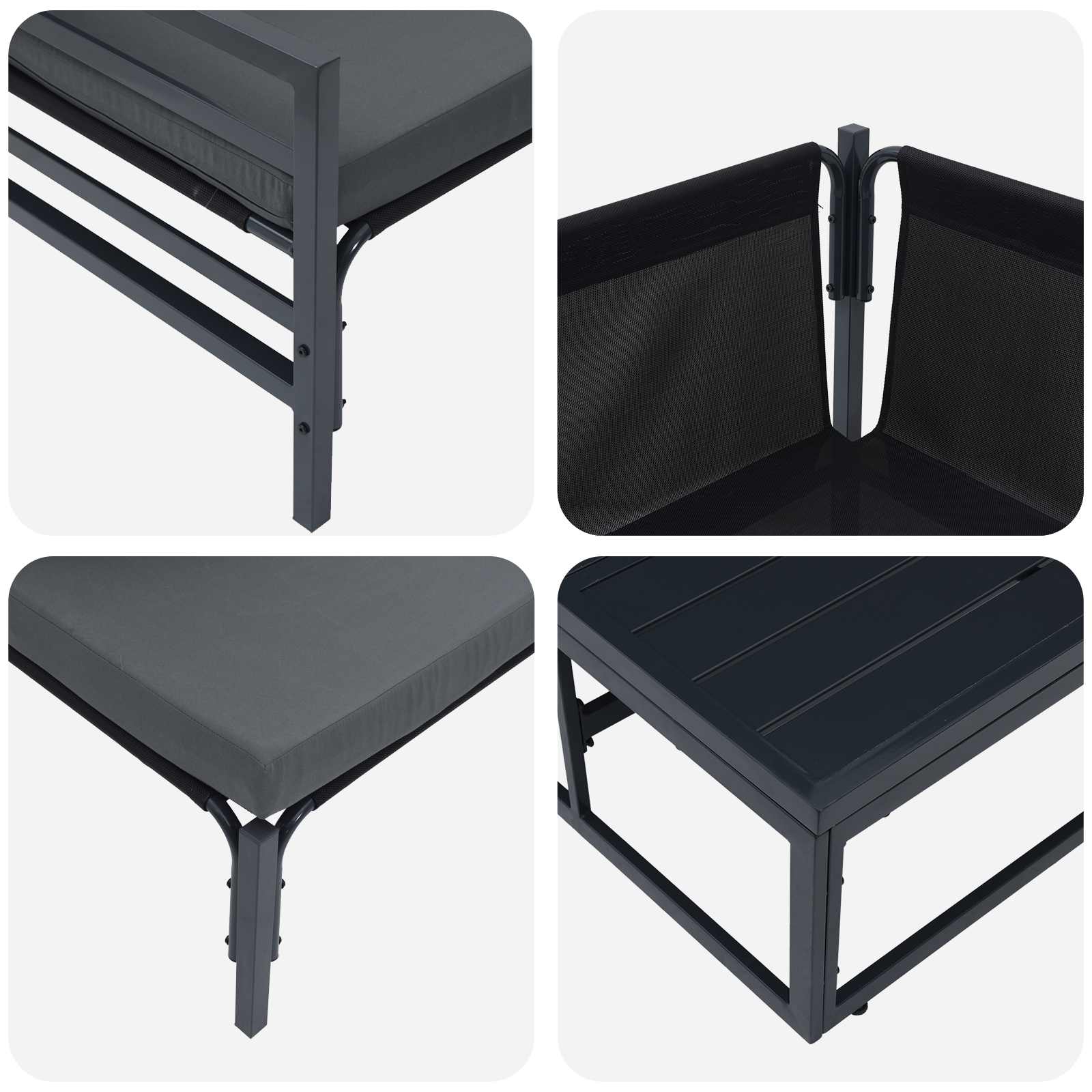 Σετ Καναπέ Κήπου με μαξιλάρι 8 pcs Μαύρο Ατσάλι