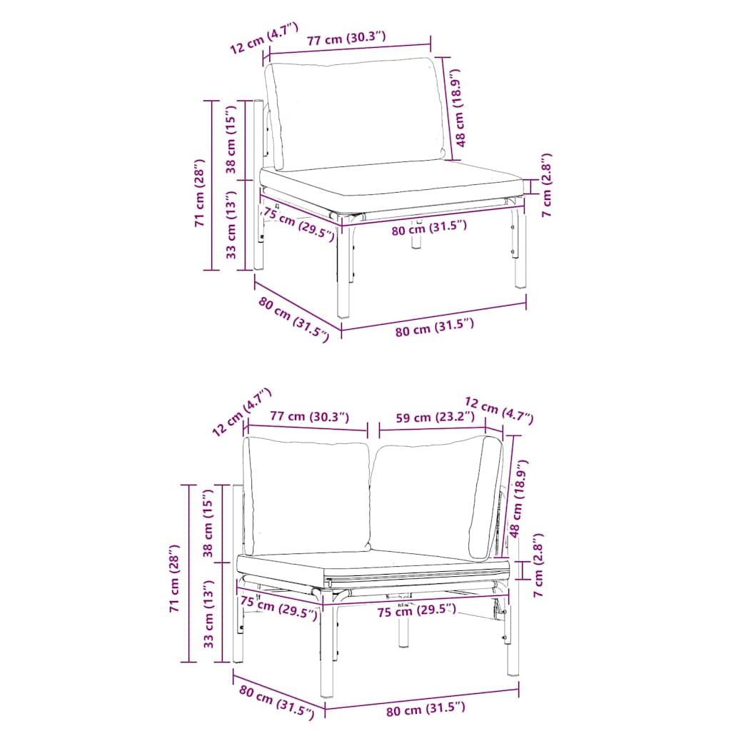 Σετ Καναπέ Κήπου με μαξιλάρι 9 pcs Μαύρο Ατσάλι