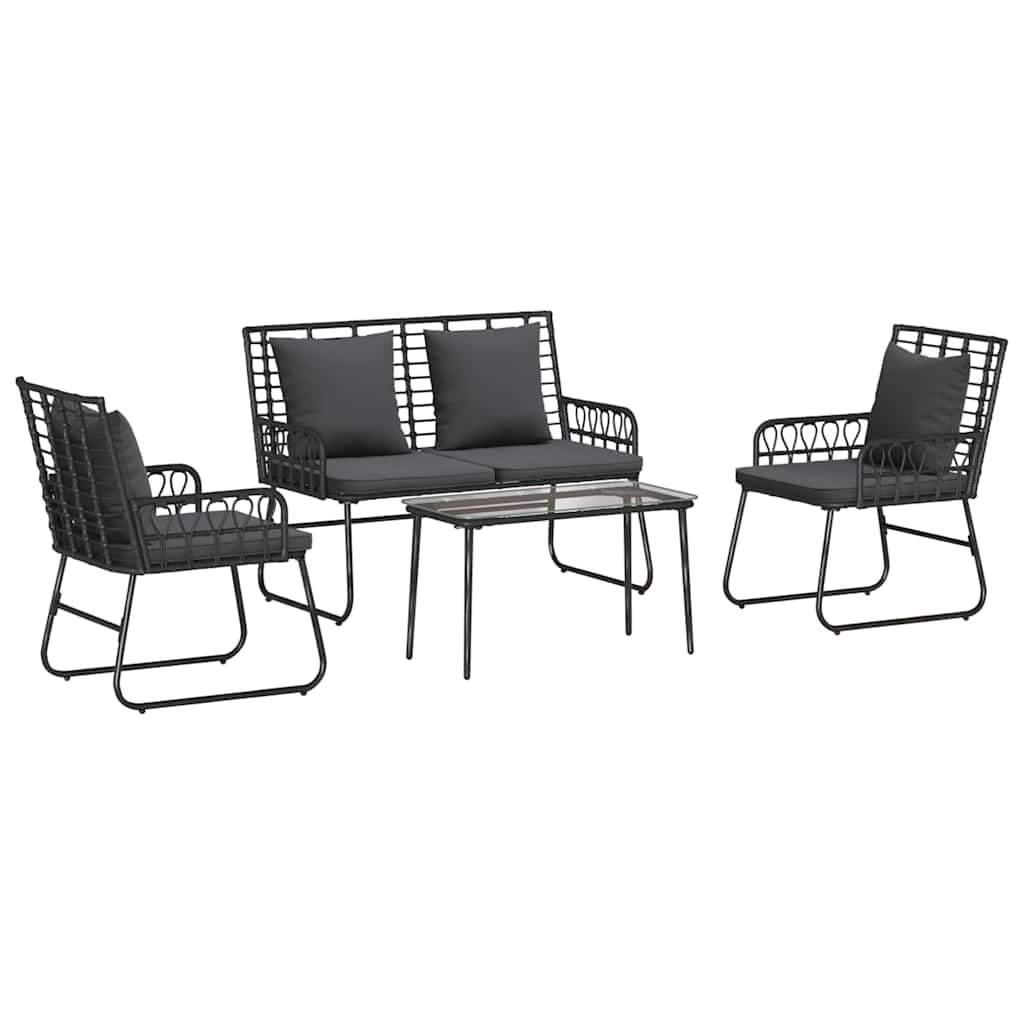 ΣΕΤ ΕΠΙΠΛΩΝ ΚΗΠΟΥ 4 pcs Μαύρο και Ανθρακί συνθετικό ρατάν