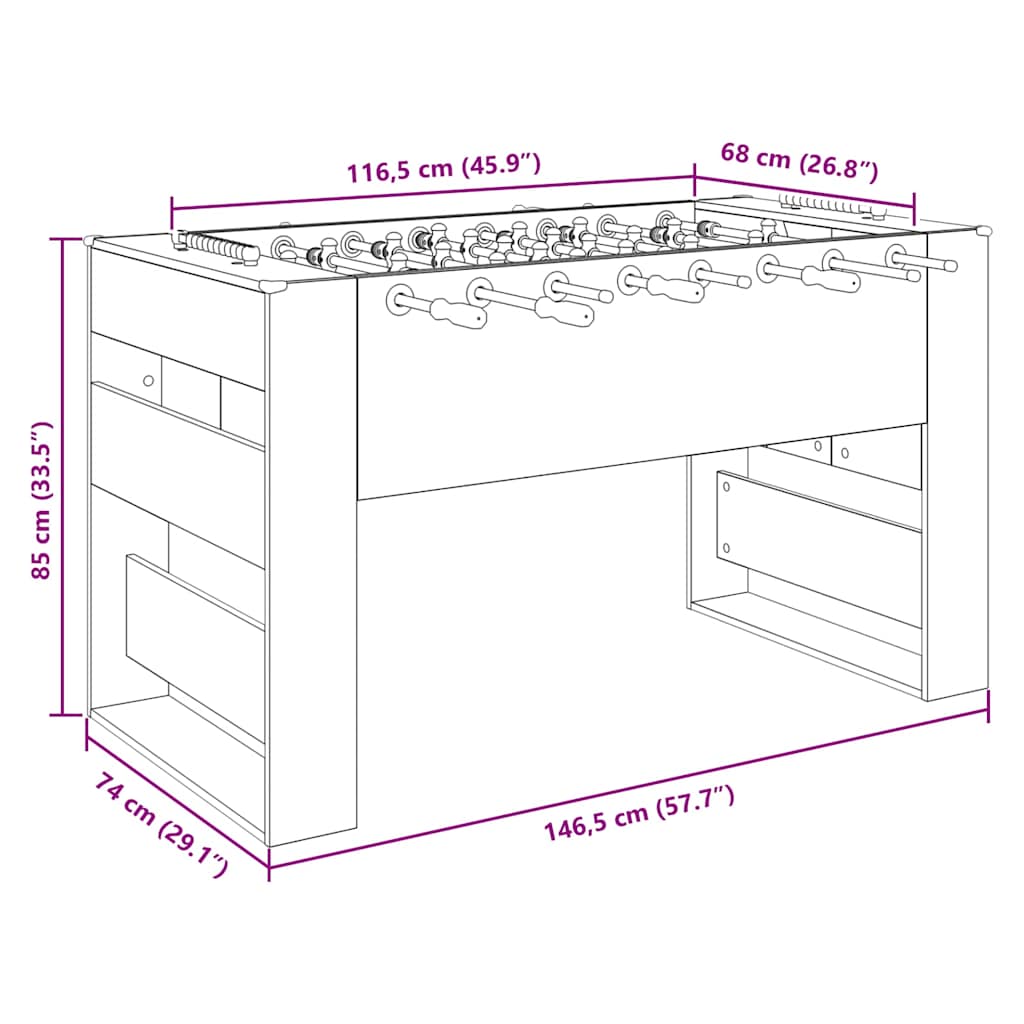 Τραπέζι Φουτμπολ Λευκός 146,5 x 74 x 85 εκ. Επεξεργασμένο ξύλο