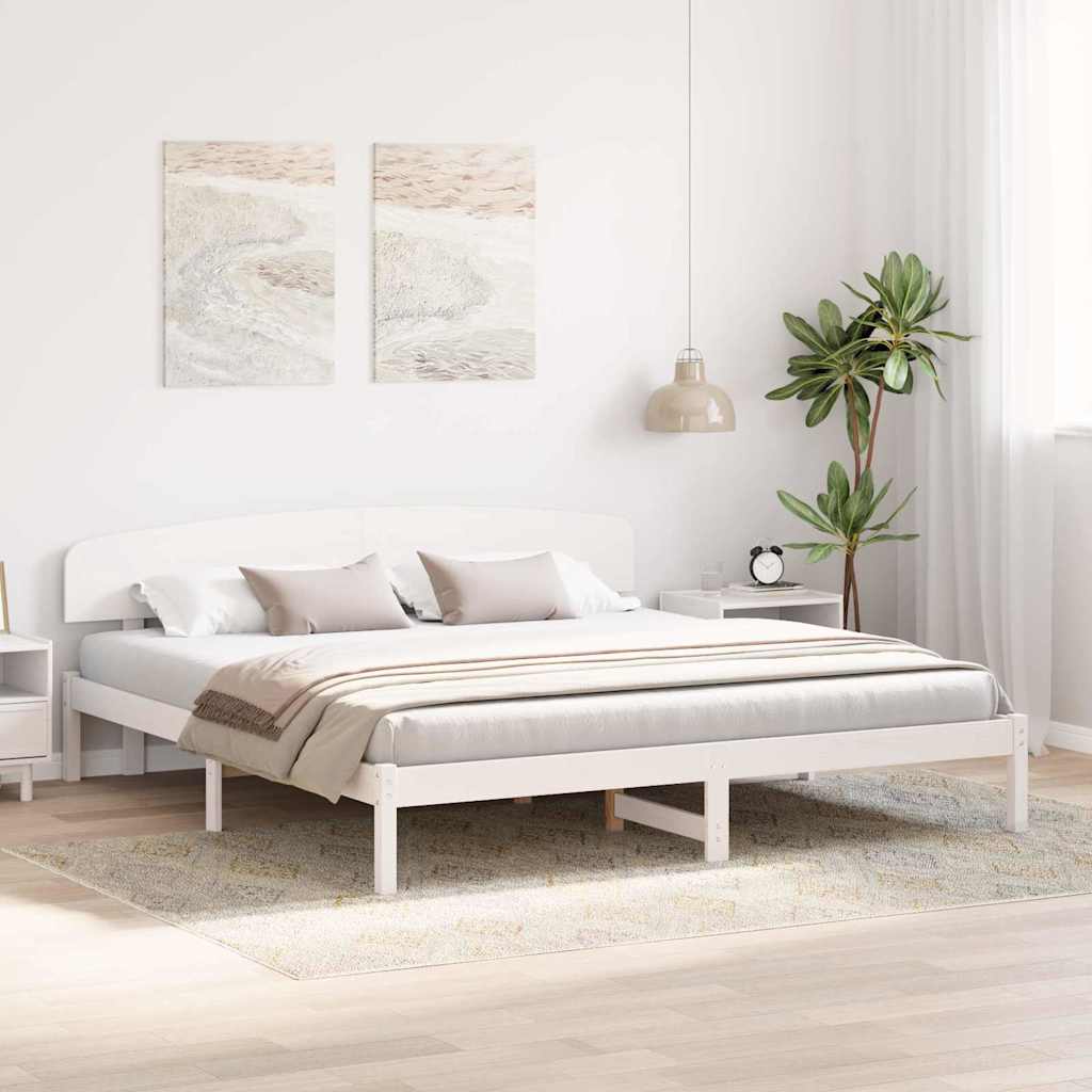 Σκελετός Κρεβατιού Λευκό 180 x 200 cm Στερεά ξυλεία πεύκου