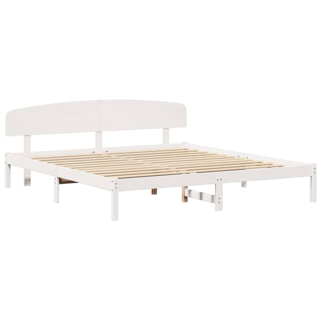 Σκελετός Κρεβατιού Λευκό 180 x 200 cm Στερεά ξυλεία πεύκου