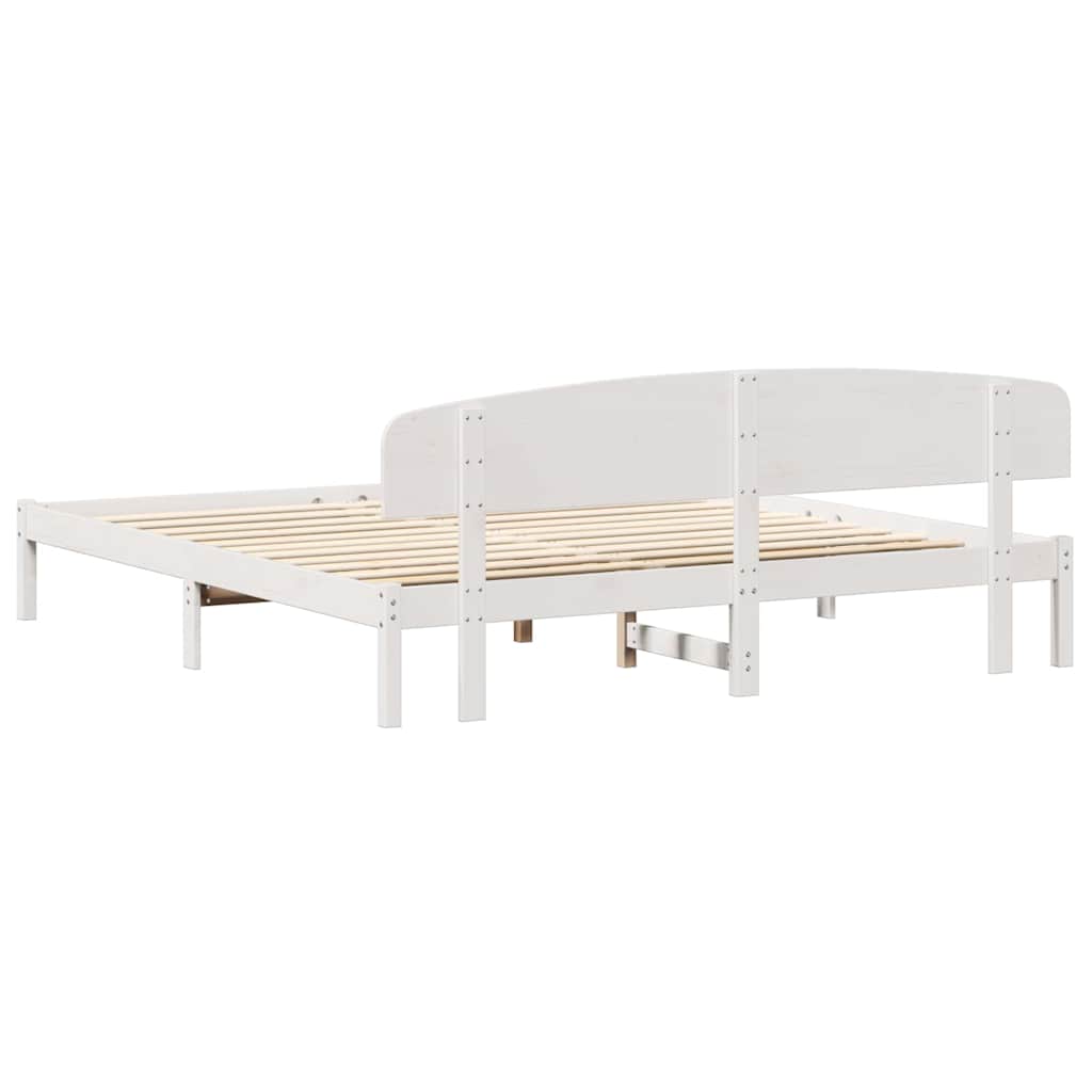 Σκελετός Κρεβατιού Λευκό 180 x 200 cm Στερεά ξυλεία πεύκου