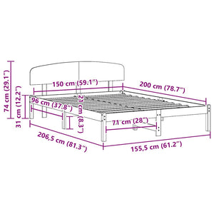Σκελετός Κρεβατιού Φυσικό 150 x 200 cm Στερεά ξυλεία πεύκου