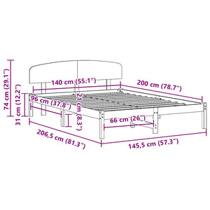 Σκελετός Κρεβατιού Φυσικό 140 x 200 cm Στερεά ξυλεία πεύκου