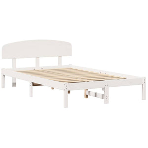 Σκελετός Κρεβατιού Λευκό 135 x 190 cm Στερεά ξυλεία πεύκου