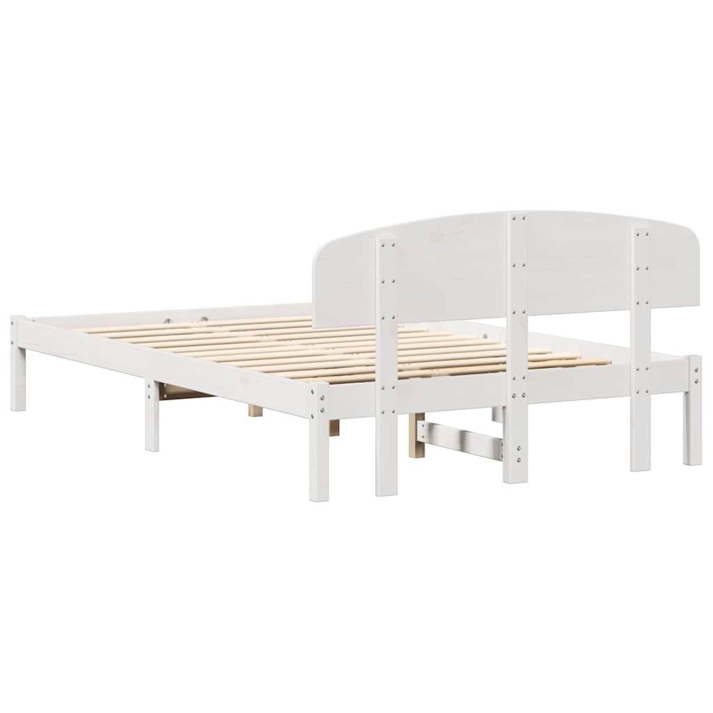 Σκελετός Κρεβατιού Λευκό 135 x 190 cm Στερεά ξυλεία πεύκου