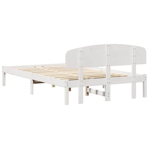Σκελετός Κρεβατιού Λευκό 135 x 190 cm Στερεά ξυλεία πεύκου