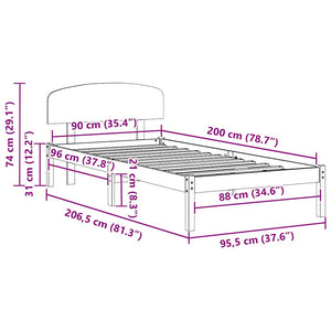 Σκελετός Κρεβατιού Φυσικό 90 x 200 cm Στερεά ξυλεία πεύκου - Pakobazaar