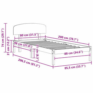 Σκελετός Κρεβατιού Φυσικό 80 x 200 cm Στερεά ξυλεία πεύκου
