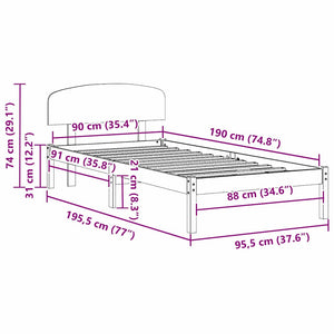 Σκελετός Κρεβατιού Κερωτό καφέ 90 x 190 cm Στερεά ξυλεία πεύκου
